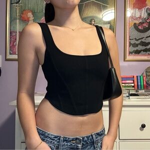Wilfred Black Fitted Bustier Tank Top